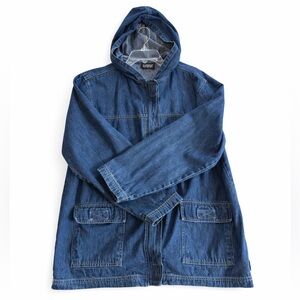 Blassport Jean Jacket with hood size L pockets long sleeves